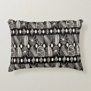 Caribische stam-mudcloth: zwart en wit accent kussen