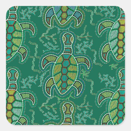 Caribische Tortuga Vierkante Sticker (Voorkant)