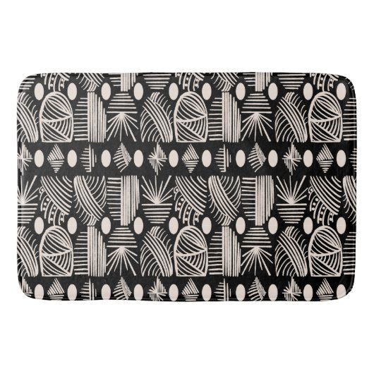 Caribische Tribal Mudcloth: Zwart, Wit, Badmat (Voorkant)
