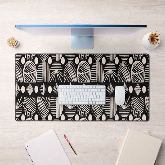Caribische Tribal Mudcloth: Zwart, Wit, Bureaumat (Kantoor 1)