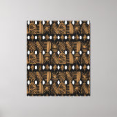 Caribische Tribal Mudcloth: Zwart, Wit, Goud Canvas Afdruk (Voorkant)