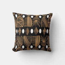 Caribische Tribal Mudcloth: Zwart, Wit, Goud Kussen