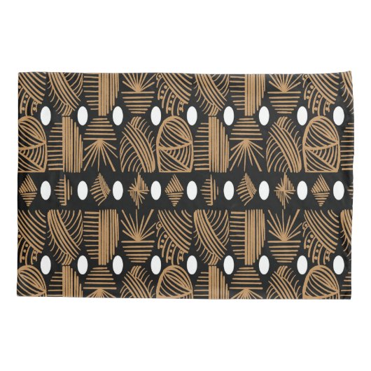 Caribische Tribal Mudcloth: Zwart, Wit, Goud Kussensloop (Achterkant)