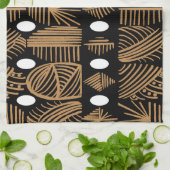 Caribische Tribal Mudcloth: Zwart, Wit, Goud Theedoek (Gevouwen)