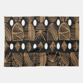 Caribische Tribal Mudcloth: Zwart, Wit, Goud Theedoek (Horizontaal)