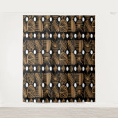 Caribische Tribal Mudcloth: Zwart, Wit, Goud Wandkleed (Voorkant)