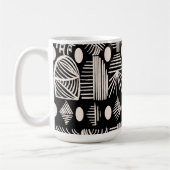 Caribische Tribal Mudcloth: Zwart, Wit, Koffiemok (Links)