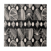 Caribische Tribal Mudcloth: Zwart, Wit, Tegeltje (Voorkant)