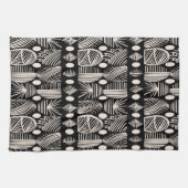 Caribische Tribal Mudcloth: Zwart, Wit, Theedoek (Horizontaal)