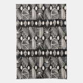 Caribische Tribal Mudcloth: Zwart, Wit, Theedoek (Verticaal)