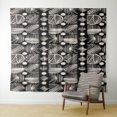 Caribische Tribal Mudcloth: Zwart, Wit, Wandkleed (In Situ (horizontaal))