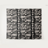 Caribische Tribal Mudcloth: Zwart, Wit, Wandkleed (Voorkant (horizontaal))