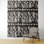 Caribische Tribal Mudcloth: Zwart, Wit, Wandkleed (In situ)