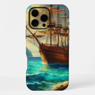 Caribische/tropische strand schip kunst iPhone 16 pro max hoesje