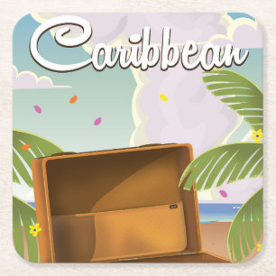 Caribische vakantie Klassieke Reisposter, Kartonnen Onderzetters