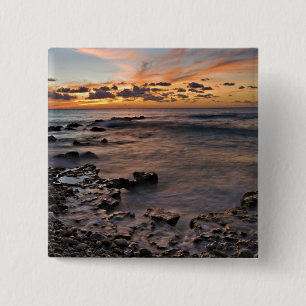 Caribische Zee, Kaaimaneilanden. Brekende golven 2 Vierkante Button 5,1 Cm