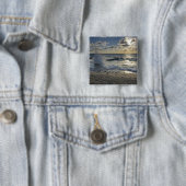 Caribische Zee, Kaaimaneilanden.  Brekende golven Vierkante Button 5,1 Cm (In situ)