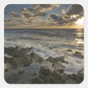 Caribische Zee, Kaaimaneilanden.  Brekende golven  Vierkante Sticker