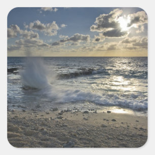 Caribische Zee, Kaaimaneilanden.  Brekende golven Vierkante Sticker