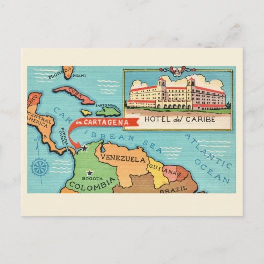 Caribische Zee Kaart Ansichtkaart (Voorkant)