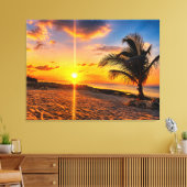 Caribische Zonsondergang Palm Canvasprint Canvas Afdruk (Insitu (Woonkamer))