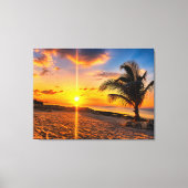 Caribische Zonsondergang Palm Canvasprint Canvas Afdruk (Voorkant)
