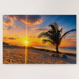 Caribische Zonsondergang Palmboom Puzzel