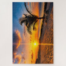 Caribische Zonsondergang Palmboom Puzzel