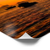 Caribische Zonsondergang Zeilboot Glanzende Poster (Hoek)
