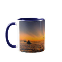 Caribische Zonsondergang Zeilboot Koffiemok