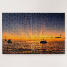 Caribische Zonsondergang Zeilboot Puzzel