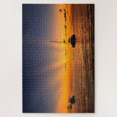Caribische Zonsondergang Zeilboot Puzzel (Verticaal)