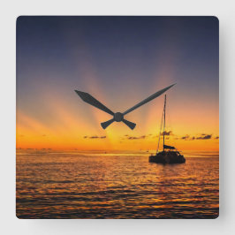 Caribische Zonsondergang Zeilboot Wandklok