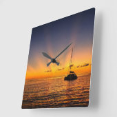 Caribische Zonsondergang Zeilboot Wandklok (Hoek)
