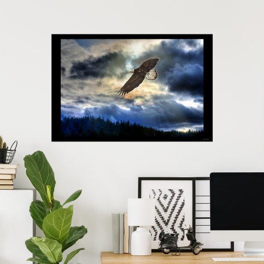 Cariboo Bald Eagle & Sunset Motivatie Poster (Thuiskantoor)
