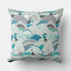 caribou bergt blauw kussen