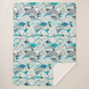 caribou bergt blauw sherpa deken