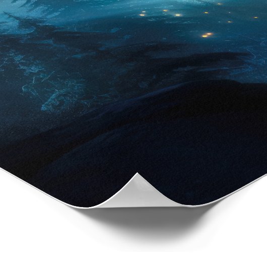 Caribou onder het noorderlicht poster (Hoek)