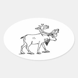 Caribou - Rendier Logo (lijnkunst) Ovale Sticker