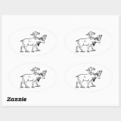 Caribou - Rendier Logo (lijnkunst) Ovale Sticker (Vel)