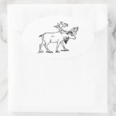 Caribou - Rendier Logo (lijnkunst) Ovale Sticker (Tas)