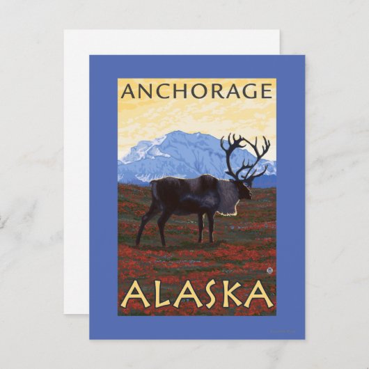 Caribou Scene - Anchorage, Alaska Briefkaart (Voorkant / Achterkant)