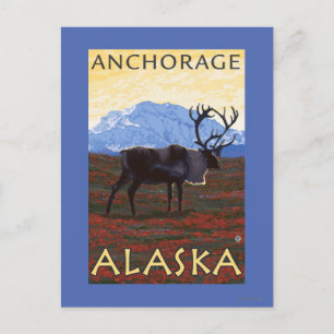 Caribou Scene - Anchorage, Alaska Briefkaart