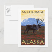 Caribou Scene - Anchorage, Alaska Briefkaart (Voorkant / Achterkant)