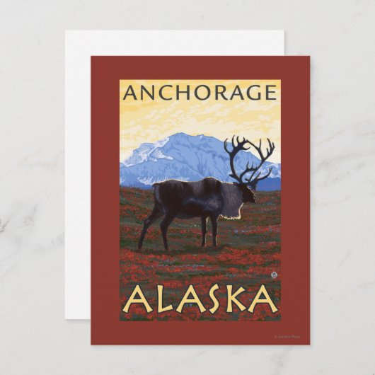 Caribou Scene - Anchorage, Alaska Briefkaart (Voorkant / Achterkant)