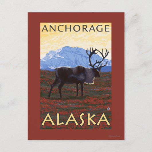Caribou Scene - Anchorage, Alaska Briefkaart (Voorkant)
