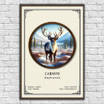 Caribou Zoology Series Poster<br><div class="desc">• This digital illustration features a detailed specimen study presented in a classic natural history museum style with scientific data and a vintage aesthetic.
• Requests and/or questions are encouraged and appreciated!</div>