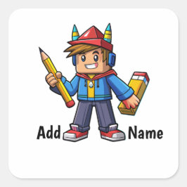 Caricatura de escuella colorida vierkante sticker