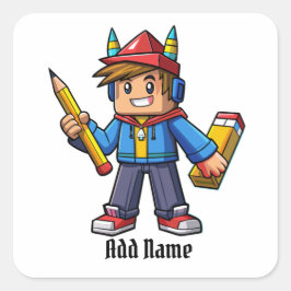 Caricatura moderna con lapiz vierkante sticker