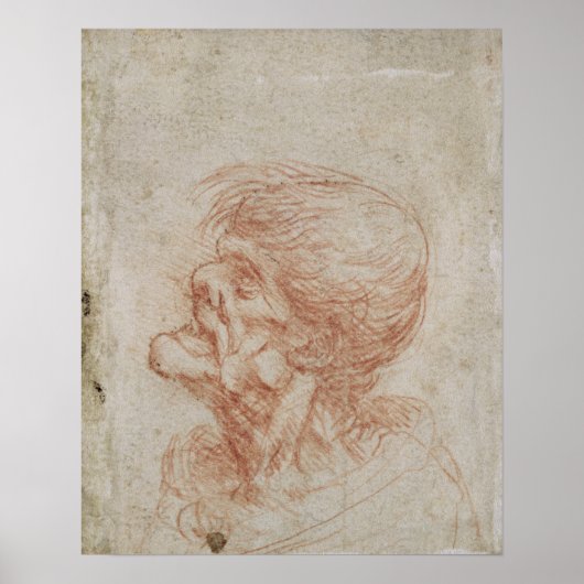 Caricature Head Study of an Old Man, c.1500-05 Poster (Voorkant)